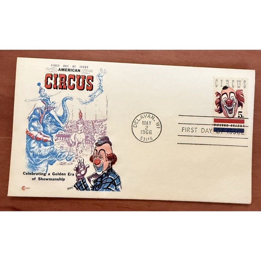 1309 Cover Craft Cachet FDC‎ -American Circus, including insert 1966